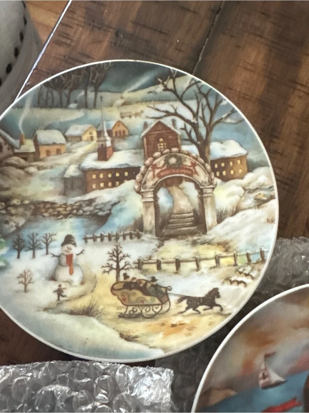Vtg Wooden Perpetual Country Kitchen Calendar W/ Wood Tiles & Season Plates Comp